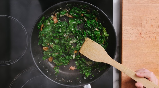 Saute the chard Saute the chard