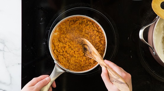 Begin the red lentil sauce Begin the red lentil sauce