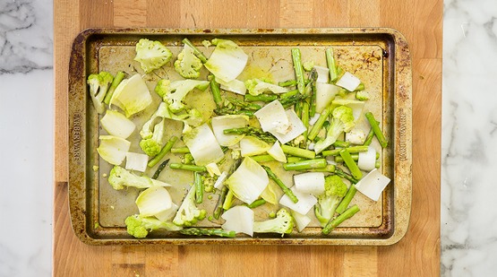 Broil the vegetables Broil the vegetables
