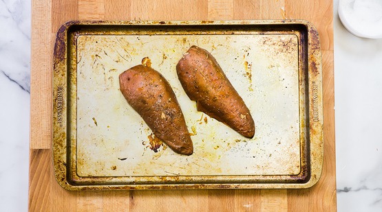 Bake the sweet potato Bake the sweet potato
