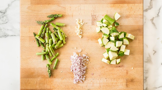 Prepare the vegetables Prepare the vegetables