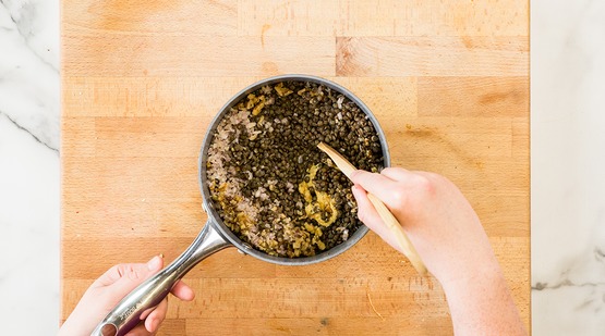 Finish the lentil salad Finish the lentil salad