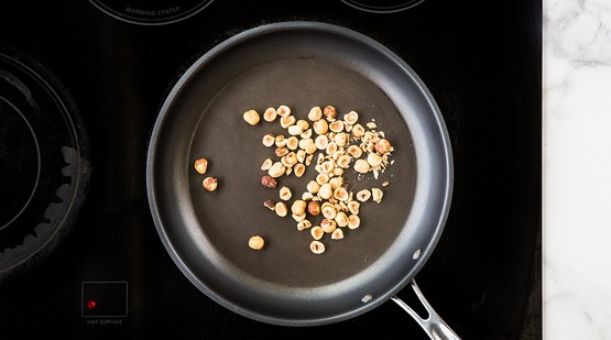 Toast the hazelnuts Toast the hazelnuts