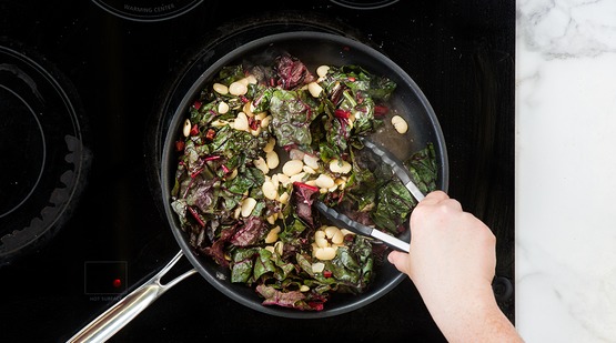 Cook the beans and greens Cook the beans and greens