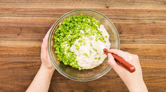 Blend the fritter mix Blend the fritter mix