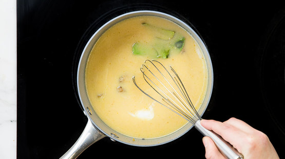 Simmer the broth Simmer the broth