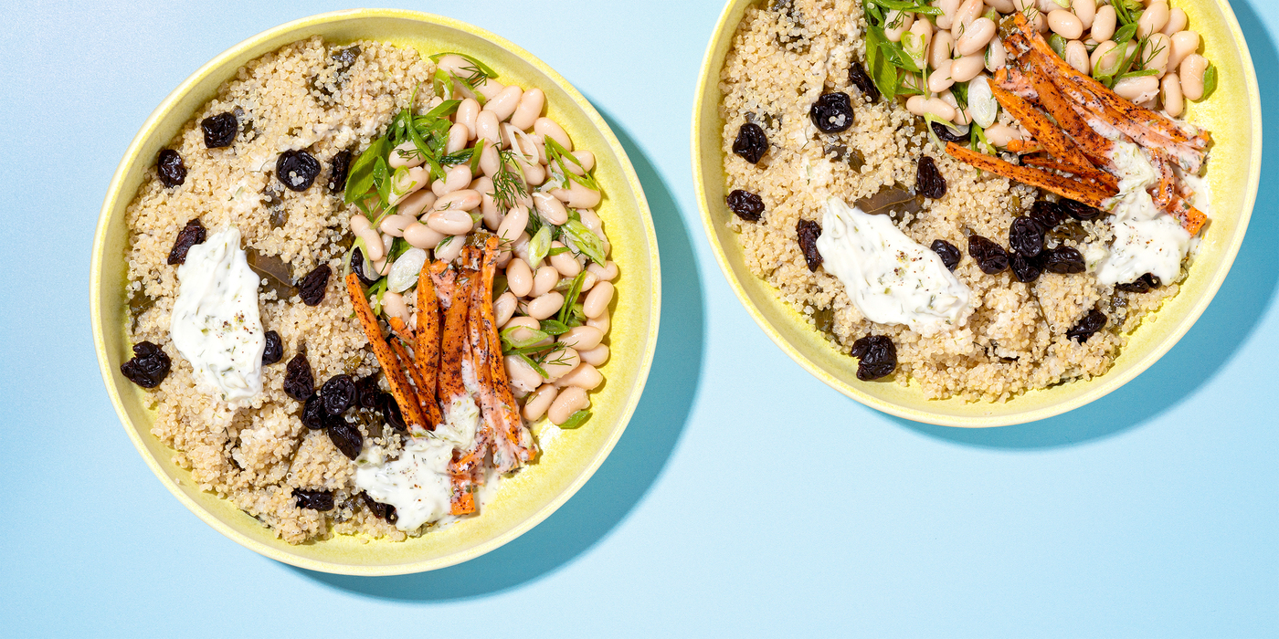 Grape Leaf Pilaf with Dilly Beans & Sumac Roasted Carrots