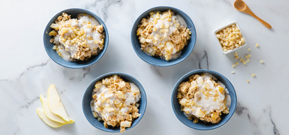 Caramelized Pear Oats with Nutmeg & Crystallized Ginger