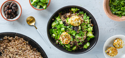 Crispy Sumac Brown Rice Bowls with Pistachios & Cashew Cheese