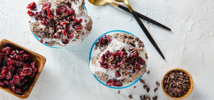 Chocolate Chia Pudding with Cranberries & Lemon Yogurt