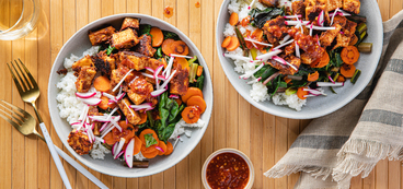 Almond Butter Tofu with Rainbow Chard & Carrots