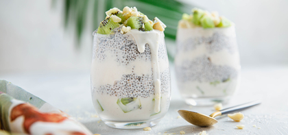 Tropical Chia Pudding with Kiwi & Macadamia Nuts