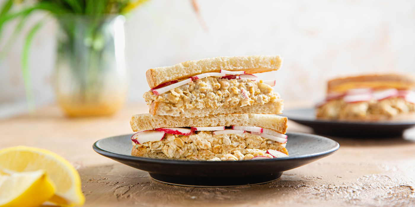 Sunflower Chickpea Sandwiches with Dijon Mustard & Radishes