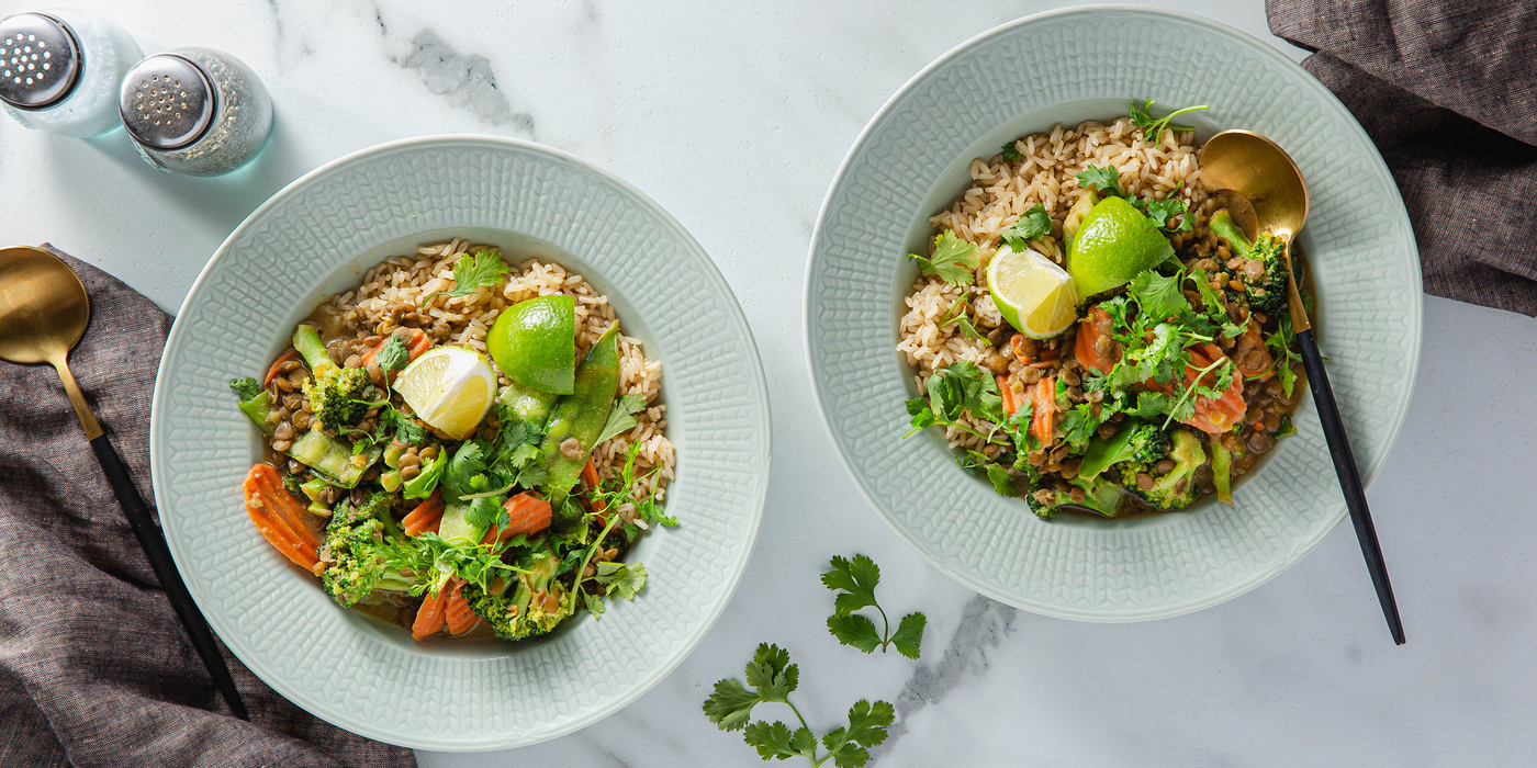 Lentil Green Curry with Brown Rice & Vegetables