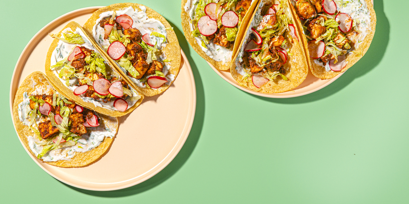 Chipotle Tofu Tacos with Radish Escabeche & Cilantro Crema