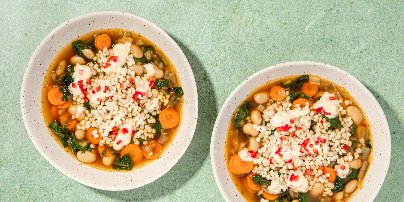 Beans & Greens Ragout with Swiss Chard & Chile Garlic Yogurt