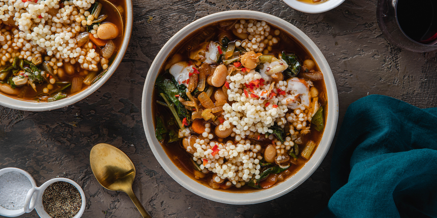 Beans & Greens Ragout With Swiss Chard & Chile Garlic Yogurt	-image