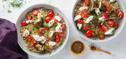 Grape Leaf Mezze Bowls with Cashew Cheese & Fresh Dill