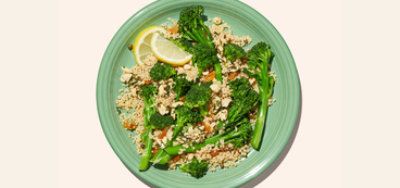 Sicilian Broccoli Bowls tarragon-cashew relish, lemon-caper millet