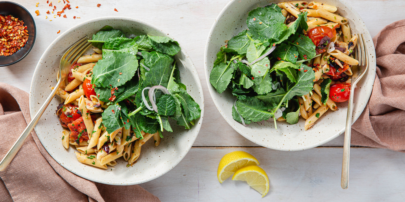 Penne al Pomodoro with Cherry Tomatoes & Baby Kale Salad