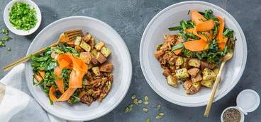 Sweet Chile Jackfruit with Lime Pickled Collards & Roasted Potatoes