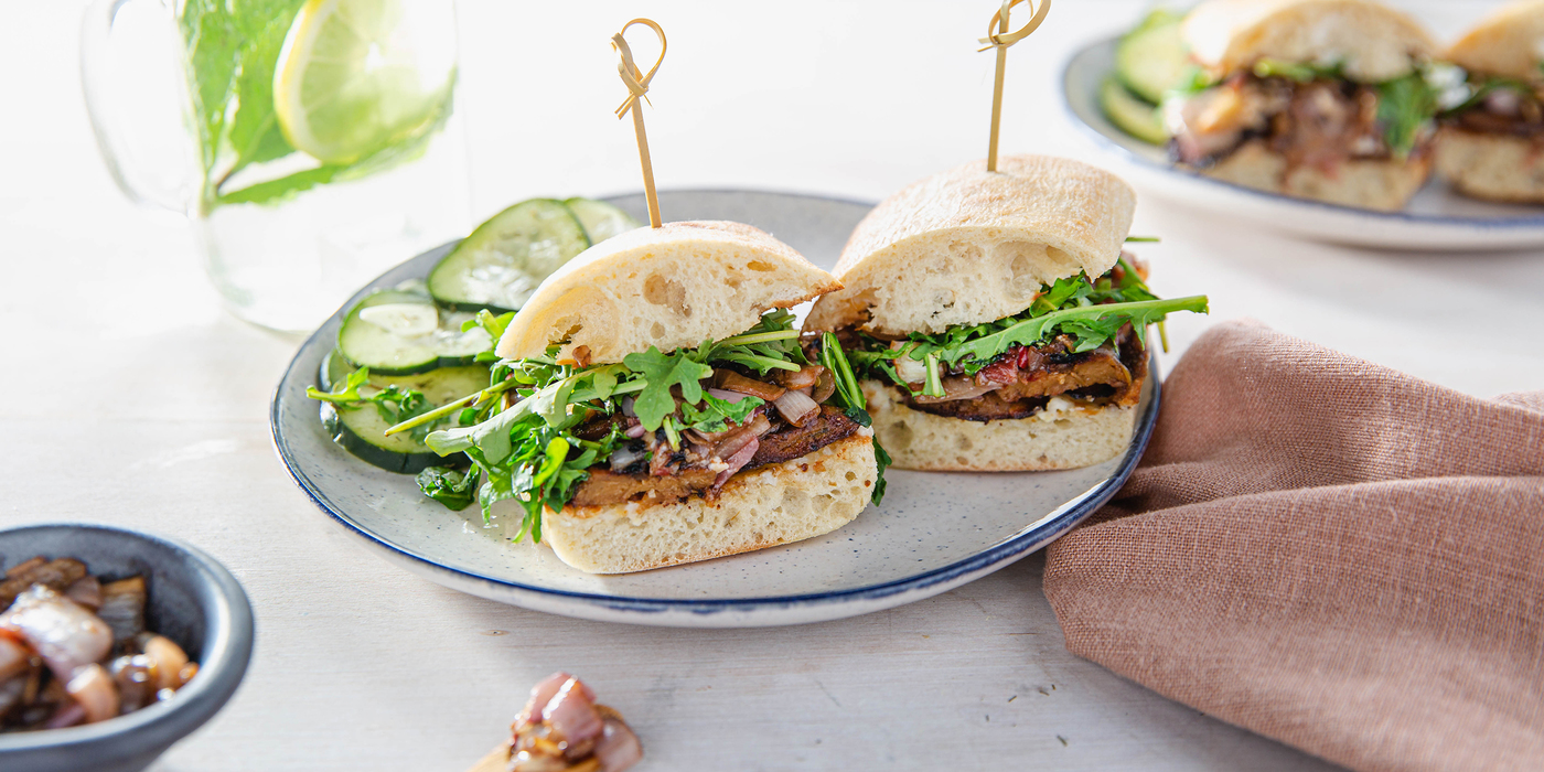 Italian Sausage Sandwiches with Shallot Relish & Dilly Cucumber Salad