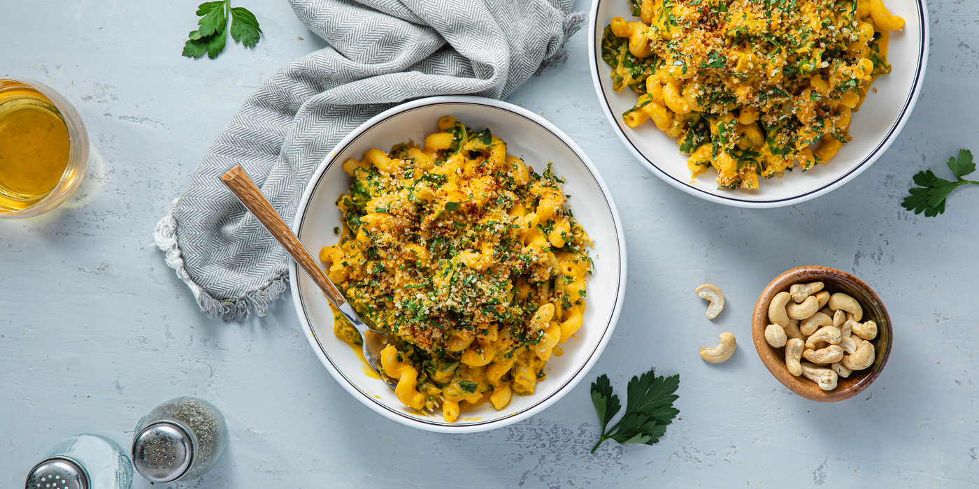 Miso Carrot Cavatappi with Toasted Breadcrumbs & Gremolata