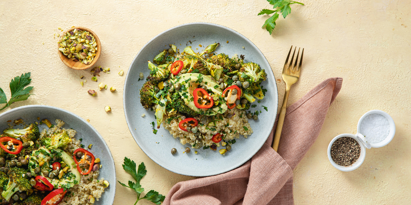 Roasted Broccoli Quinoa Bowls PlantBased Recipes