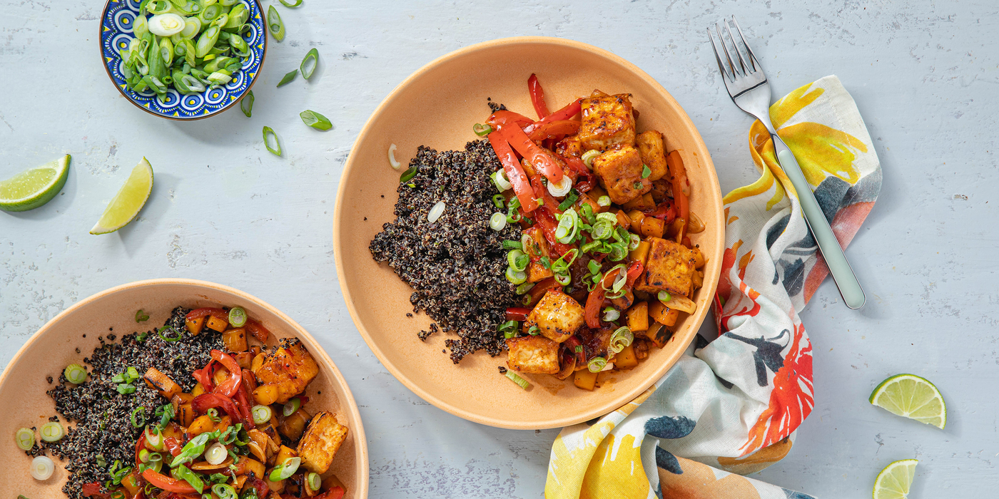 Sticky Mango Tofu with Quinoa & Lime
