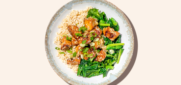 Lemon-Ginger Tofu gai lan, brown rice