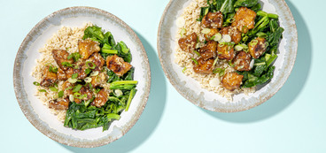 Lemon-Ginger Tofu gai lan, brown rice