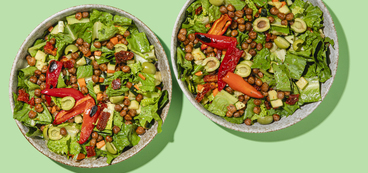Chopped Antipasti Salads with Crispy Chickpeas & Sun-Dried Tomato Vinaigrette