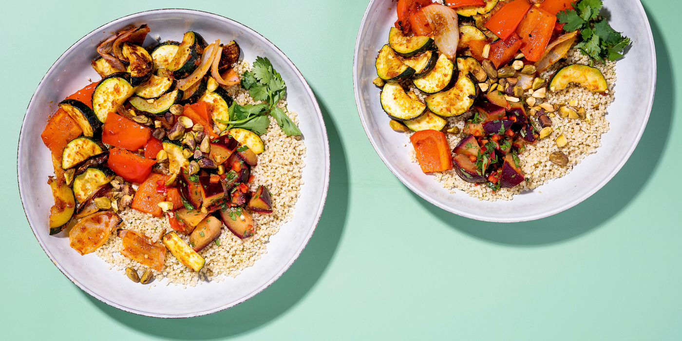 Thai Curry Roasted Vegetables with Lime Quinoa & Chile-Plum Salsa