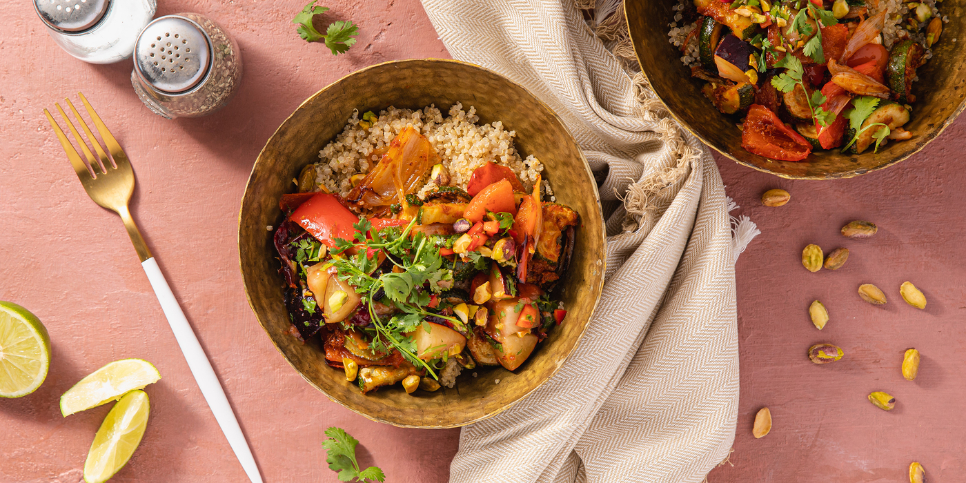 Thai Curry Roasted Vegetables with Lime Quinoa & Chile-Plum Salsa