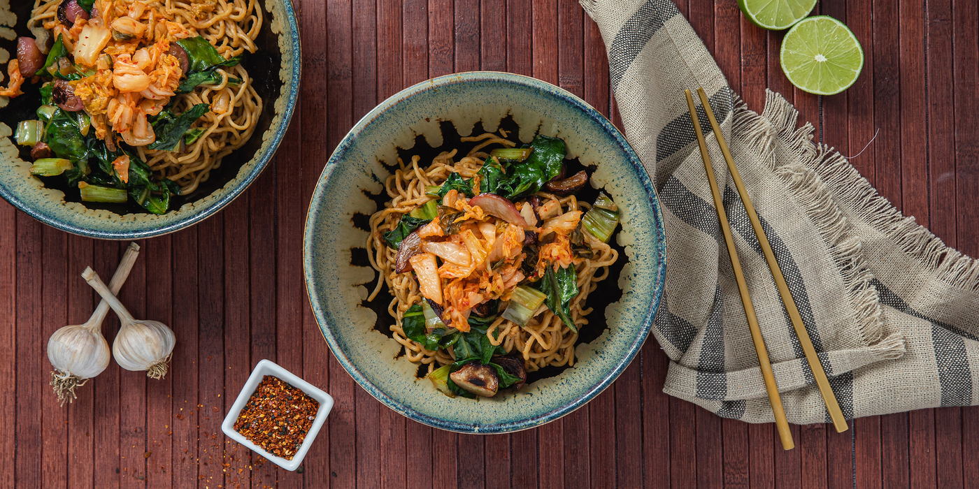 Stir-Fried Miso Ramen maple-glazed radish, kimchi