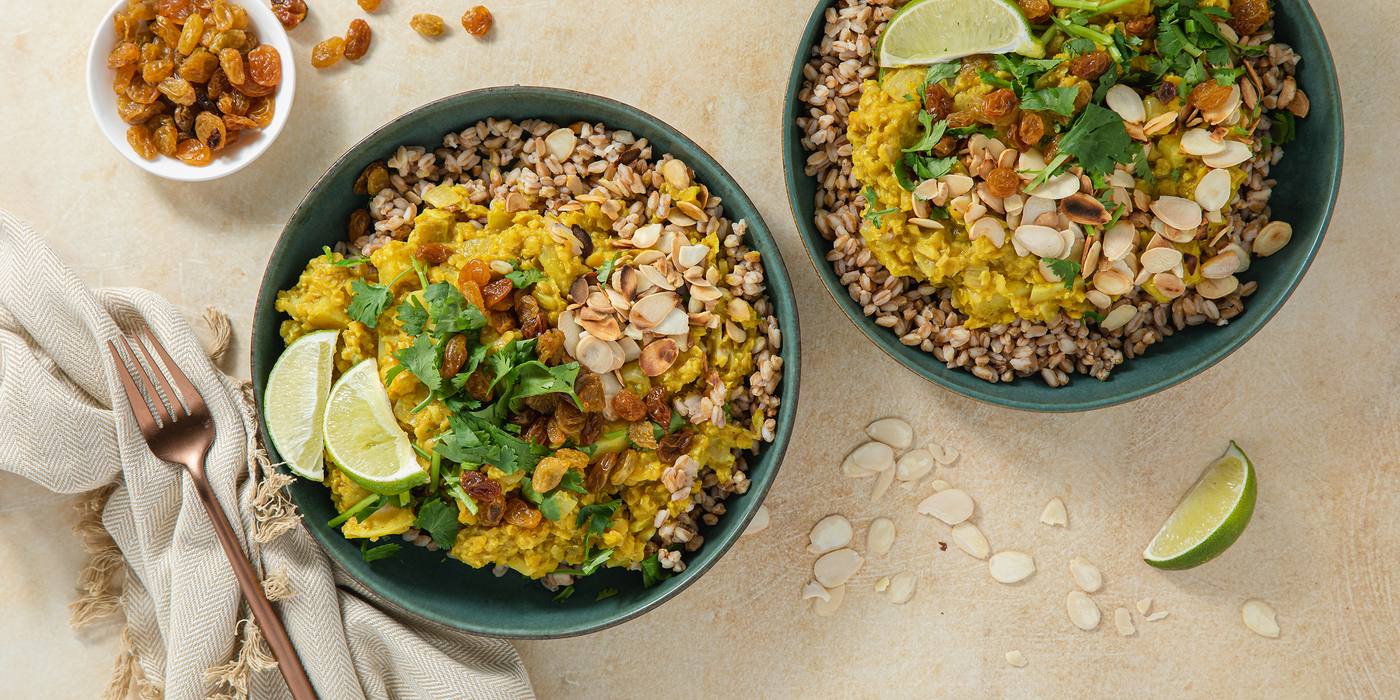 Apple Ginger Dal with Toasted Almonds & Lime