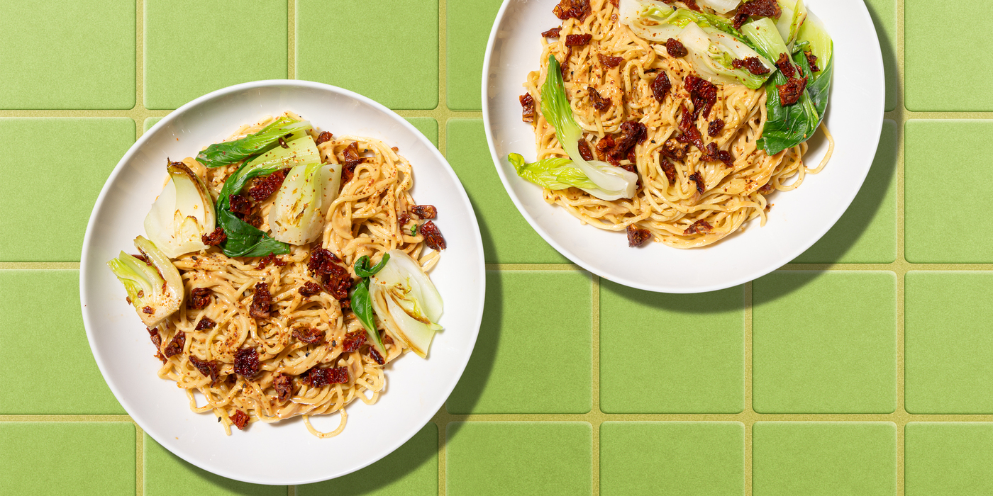 Togarashi Peanut Noodles sundried tomatoes, stir-fried bok choy