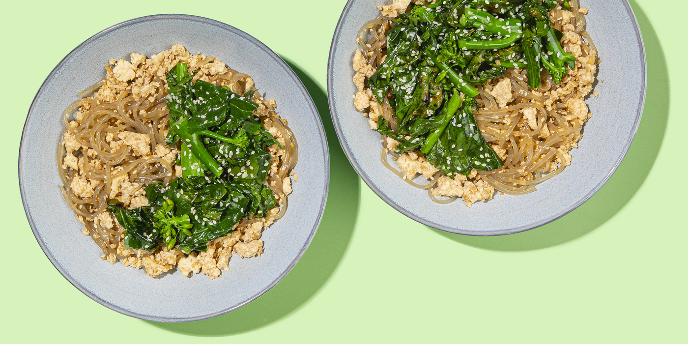 Spicy Szechuan-Style Glass Noodles tofu, garlicky green beans