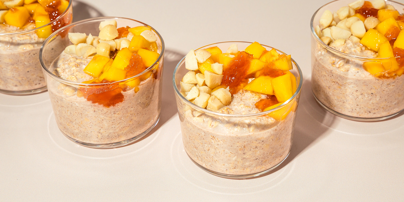 Mango Overnight Oats with Macadamia Nuts