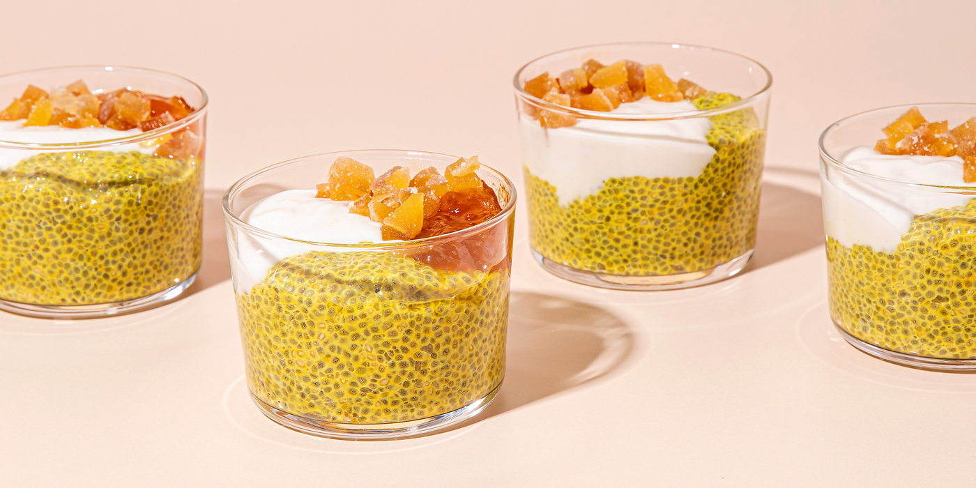 Golden Chia Pudding with Apricot Preserves