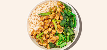 Black Pepper Tofu gai lan, brown rice