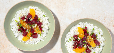 Beet Poke Bowls with Coconut Rice & Sea Lettuce Dressing