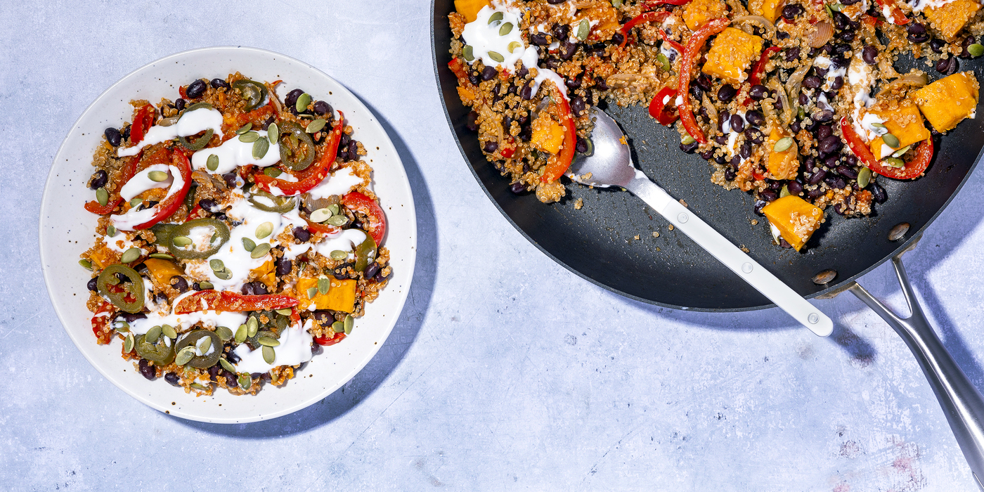 Black Bean Sweet Potato Skillet with Mojo Rojo & Pepitas-image