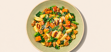 Sweet Potato Gnocchi lemon plant-based butter, garlicky broccoli, toasted walnuts