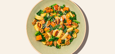 Sweet Potato Gnocchi lemon plant-based butter, garlicky broccoli, toasted walnuts