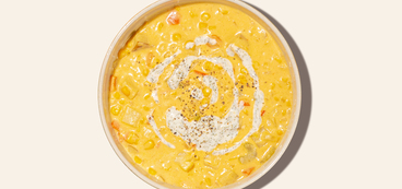 Farmhouse Corn Chowder potatoes, lemon-dill crema