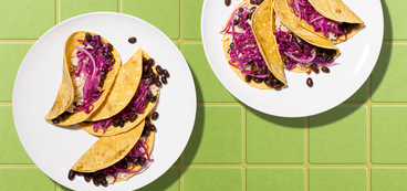 Chipotle Black Bean Tacos cilantro rice, pickled red cabbage