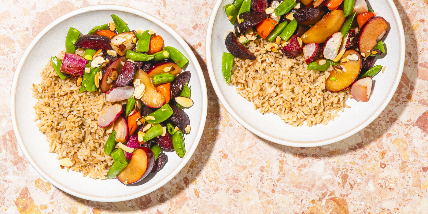 Plum Power Bowls with Roasted Summer Veggies