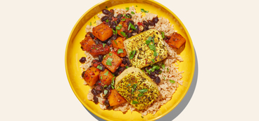 Adobo-Roasted Tofu butternut beans, brown rice