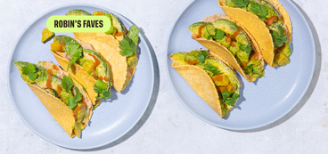 Crispy Avocado Tacos refried beans, citrus salsa verde